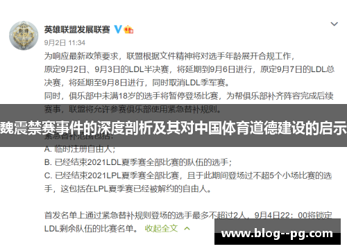 魏震禁赛事件的深度剖析及其对中国体育道德建设的启示
