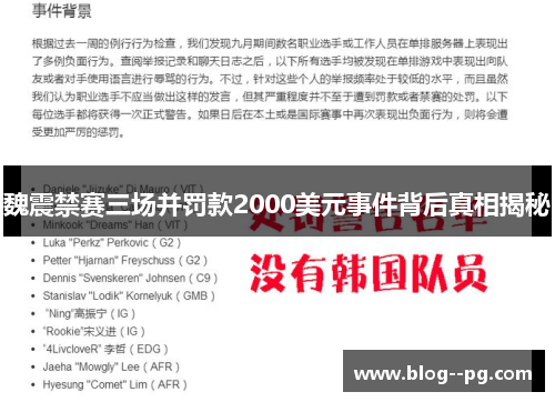 魏震禁赛三场并罚款2000美元事件背后真相揭秘